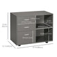 HOMCOM File Cabinet: 3 Drawers, Printer Stand, Open Shelves, Rolling Wheels, Grey, Office Storage | The Comfy Couch Canada