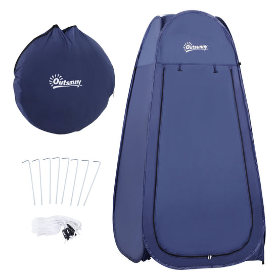 Outsunny Portable Pop Up Shower Tent Dressing Changing Room Privacy Shelter for Outdoor Camping Beach Toilet Blue | The Comfy Couch Canada
