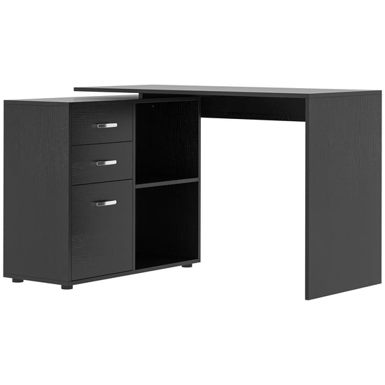 HOMCOM L-Shaped Desk Computer Corner with Storage Shelf Drawer Home Office Workstation.