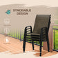 Outsunny Set of 4 Outdoor Dining Chairs, Heavy Duty Stackable Patio Dining Set with Armrests for Balcony Garden, Brown and Black | The Comfy Couch Canada