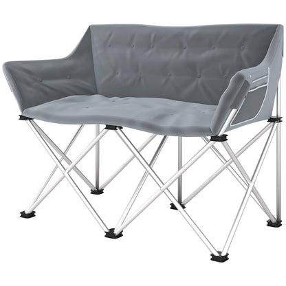 Outsunny Double Camping Chair, Oversized Camping Loveseat for Adults, Heavy Duty Folding Camp Chair, Support 529 lbs