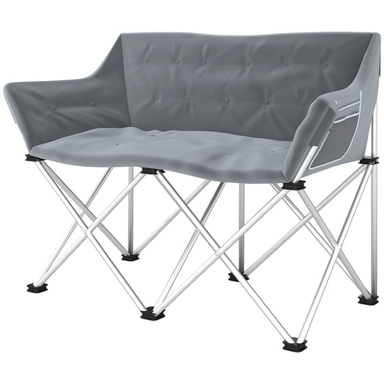 Outsunny Double Camping Chair, Oversized Camping Loveseat for Adults, Heavy Duty Folding Camp Chair, Support 529 lbs