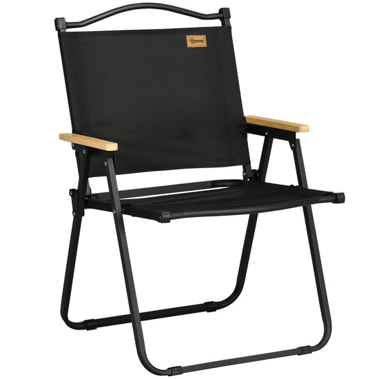 Outsunny Camping Chair, Lightweight Folding Chair, Portable Armchair, Excellent for Festivals, Fishing, Black.