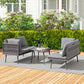 Outsunny 3 Pieces Outdoor Furniture Set, L Shaped Wicker Patio Furniture Conversation Set with Cushions, Steel Table, Grey | The Comfy Couch Canada