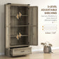 HOMCOM 69" Tall Farmhouse Kitchen Pantry Cabinet with 2 Doors, Drawer and Adjustable Shelves for Dining Room, Grey | The Comfy Couch Canada