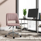 Vinsetto Mid Back Office Chair Velvet Fabric Swivel Scallop Shape Computer Desk Chair, Pink | The Comfy Couch Canada
