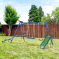 Outsunny 5 in1 Kids Swing Set with Saucer Swing, Slide, Seesaw, Glider, Swing Seat for Backyard, Playground | The Comfy Couch Canada