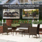 Outsunny 4 Pieces Wicker Outdoor Balcony Furniture Set Rattan Patio Furniture Set with Loveseat Chairs Glass Coffee Table Grey | The Comfy Couch Canada