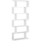 HOMCOM Curvaceous Storage: 6-Tier S-Shape Wooden Bookcase Display Divider Unit for Home Office, White Finish | The Comfy Couch Canada