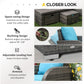 Outsunny 6 Pieces Patio Wicker Sofa Sets, Include 3-Seat Sofa, 2 Adjustable Recliners, 2 Footstools & Table Set, Sky Blue | The Comfy Couch Canada