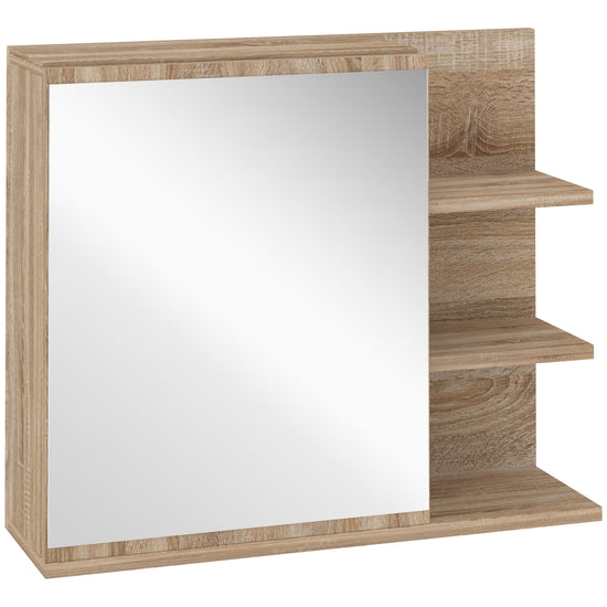 Kleankin Natural Wall Cabinet: 23.5" Bathroom Mirror Organizer with 5 Open Shelves for Tidy Storage | The Comfy Couch Canada