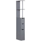 HOMCOM Space Saving Tall Bathroom Cabinet Grey Scrolled Cupboard Drawer Open Shelves Storage Design | The Comfy Couch Canada