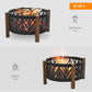 Outsunny 31" Outdoor Fire pit, 2-in-1 Wood Burning Fire Pit Brazier with Lid, BBQ Grill, Poker for Backyard, Camping, Black | The Comfy Couch Canada