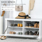 HOMCOM 3-in-1 Entryway Elegance: Modern Hall Tree Coat Rack with Shoe Storage Bench and Hooks for Bedroom, White Finish | The Comfy Couch Canada