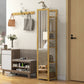 HOMCOM 6-Tier Bamboo Bathroom Shelves with Mirror, Freestanding Bathroom Rack with 6 Slatted Shelves, Nature Wood | The Comfy Couch Canada