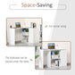 HOMCOM L Shaped Desk Corner Computer Table with Storage Cabinet Shelf Study Writing Home Office White.