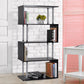 HOMCOM 5-Tier Z-Shape Bookcase: Wooden Shelves with Steel Frame for Living Room, Bedroom, Office, Black | The Comfy Couch Canada