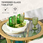 Outsunny 4 Piece Rattan Patio Dining Set Tempered Glass Top Storage Light Brown Furniture | The Comfy Couch Canada