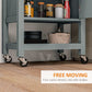 HOMCOM Kitchen Cart on Wheels, Rolling Kitchen Island Cart with Wood Top, Towel Rack, Drawer and Shelf for Dining Area, Grey | The Comfy Couch Canada