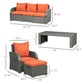 Outsunny 6 Pieces Patio Wicker Sofa Sets, Outdoor Sectional Furniture Set, Include 3-Seat Sofa, 2 Adjustable Recliners, 2 Footstools | The Comfy Couch Canada
