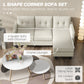 HOMCOM L-shaped Sofa, 3 Seater Sectional Couch with Ottoman, Corner Sofa with Thick Padded Cushion and Wood Legs, Beige | The Comfy Couch Canada