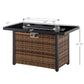 Outsunny Propane Fire Pit Table 43in Outdoor Square Fire Table, 50,000 BTU Pulse-Ignition Wicker Firepit Furniture Wind Guard | The Comfy Couch Canada