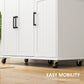 HOMCOM Movable Kitchen Workstation: White Rolling Island with Stainless Steel Top, 3 Cabinets, Spice/Towel Racks | The Comfy Couch Canada