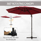 Outsunny 10ft Cantilever Patio Umbrella with 360å¡ Rotation, Crank & Cross Base for Garden Deck Pool Backyard, Wine Red | The Comfy Couch Canada