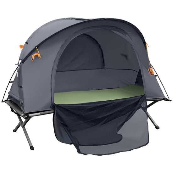 Outsunny Camping Tent Cot All in One Folding Tent Combo Portable Off-Ground Tent Shelter with Self-Inflating Air Mattress and Bag | The Comfy Couch Canada