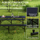 Outsunny 6FT 3PCS Faux Rattan Outdoor Camping Table Bench Set with Carrying Handles, Folding Picnic Table with 2 Benches, Black | The Comfy Couch Canada