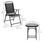 Outsunny 3 Pieces Bistro Set, Foldable Patio Furniture Set with Mesh Chairs, Glass Table for Garden, Balcony, Black | The Comfy Couch Canada