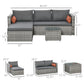 Outsunny 3 Piece Wicker Patio Furniture Set Outdoor Sectional Conversation Couch with Cushions Table Grey | The Comfy Couch Canada