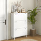HOMCOM Narrow Shoe Storage Cabinet 3 Flip Drawers Adjustable Shelves Organizer for 24 Pairs White.