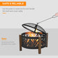 Outsunny 31" Outdoor Fire pit, 2-in-1 Wood Burning Fire Pit Brazier with Lid, BBQ Grill, Poker for Backyard, Camping, Black | The Comfy Couch Canada