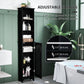 HOMCOM Tall Bathroom Storage Cabinet, Freestanding Linen Tower with 3-Tier Open Adjustable Shelf, Black | The Comfy Couch Canada