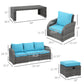 Outsunny 6 Pieces Patio Wicker Sofa Sets, Include 3-Seat Sofa, 2 Adjustable Recliners, 2 Footstools & Table Set, Sky Blue | The Comfy Couch Canada