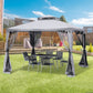 Outsunny Patio Gazebo 9.6x9.6ft Outdoor Pavilion 2 Tier Roof Canopy Steel Frame Grey | The Comfy Couch Canada