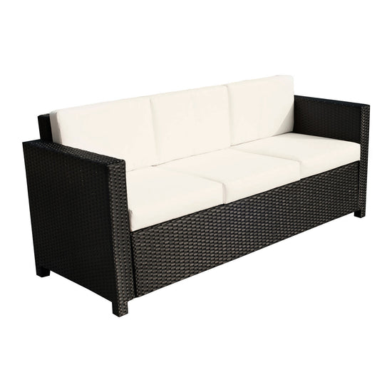 Outsunny Luxury 3-Seater Sofa Rattan Wicker Outdoor Patio Furniture with Plush Cushions Weatherproof Black | The Comfy Couch Canada