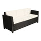 Outsunny Luxury 3-Seater Sofa Rattan Wicker Outdoor Patio Furniture with Plush Cushions Weatherproof Black | The Comfy Couch Canada