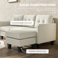 HOMCOM L-shaped Sofa, 3 Seater Sectional Couch with Ottoman, Corner Sofa with Thick Padded Cushion and Wood Legs, Beige | The Comfy Couch Canada