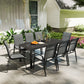 Outsunny 9 Pieces Patio Set with Stackable Chairs, Patio Dining Set with Glass Top for Garden, Patio, Backyard, Grey | The Comfy Couch Canada