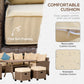 Outsunny 6-Piece Patio Wicker Sofa Set Outdoor All-Weather PE Rattan Ample Seating Grey Khaki | The Comfy Couch Canada