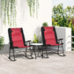 Outsunny 3pc Outdoor Folding Rocking Chair and Table Set Camping Yard Lounger Seat Patio Bistro Set w/ Padded Seat Red | The Comfy Couch Canada