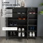 HOMCOM Shoe Storage Cabinet 21 Pair Organizer 5 Tier Double Door Cupboard 5 Tier Open Shelves | The Comfy Couch Canada