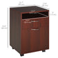 HOMCOM Small Filing Cabinet 24" Open Compartment Drawer Wheels Home Office Storage Espresso Wood Furniture | The Comfy Couch Canada