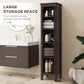 kleankin Freestanding Tall Bathroom Cabinet Organizer Adjustable Shelves Cupboards 15" x 13" x 63" Dark Brown.