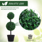 Outsunny 2 Ball Topiary Tree in Pot for Home Decor, Artificial Plant for Home Office, Living Room Decor, Dark Green | The Comfy Couch Canada